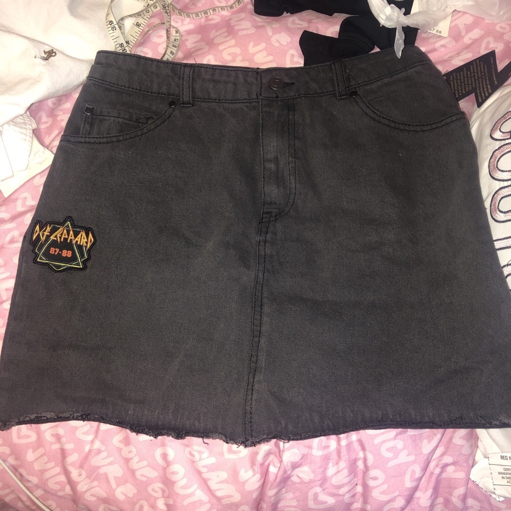 Black denim skirt